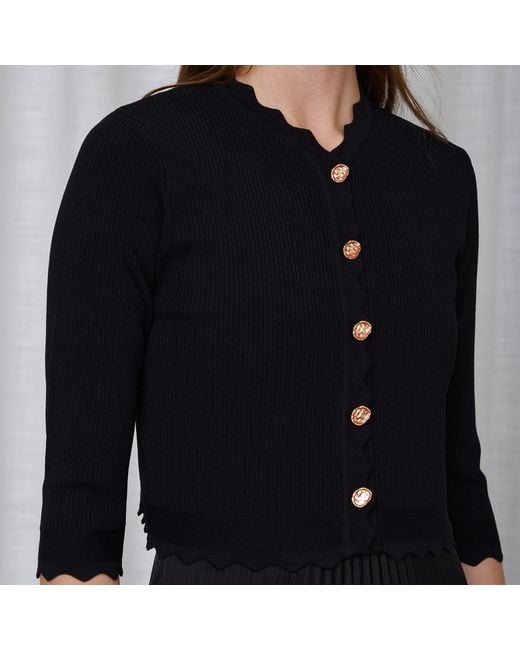 Roch Perel Blue Scalloped Trim Cardigan