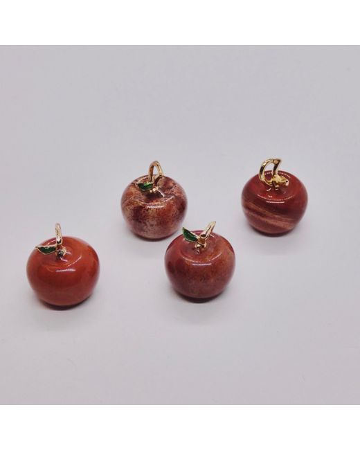VALERIE CHIC Red Apple Jasper Hoop Earrings 18K