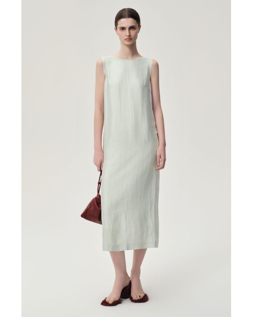 FRONT ROW SHOP White Sleeveless Open-Back Maxi Dress Dust Mint