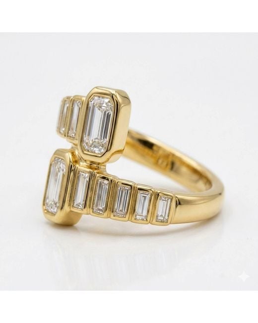 Artisan Metallic 14K Emerald Cut Diamond Bypass Ring