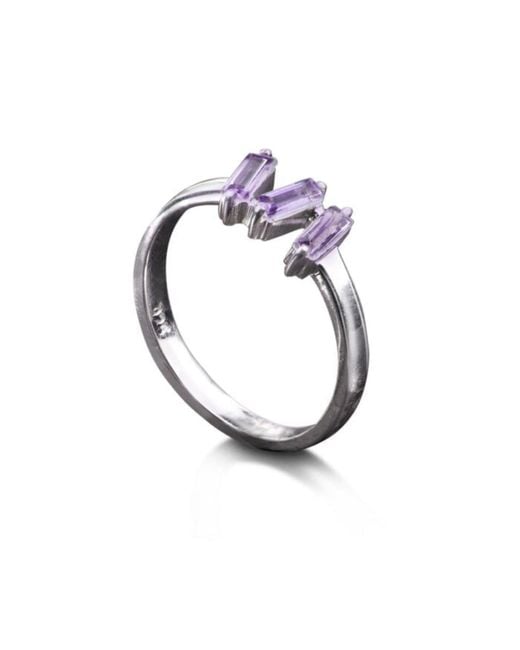 The Jewellery Store London Metallic Amethyst Baguette Cut Ring