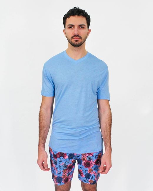 Lords of Harlech Blue John Hibiscus Garden Shorts for men