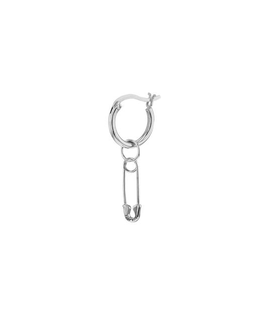True Rocks Metallic Sterling Safety Pin Charm On Hoop for men