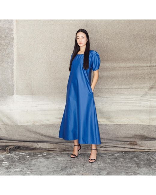Bianca Popp Blue Puff Dress With Wrinkled Shoulders