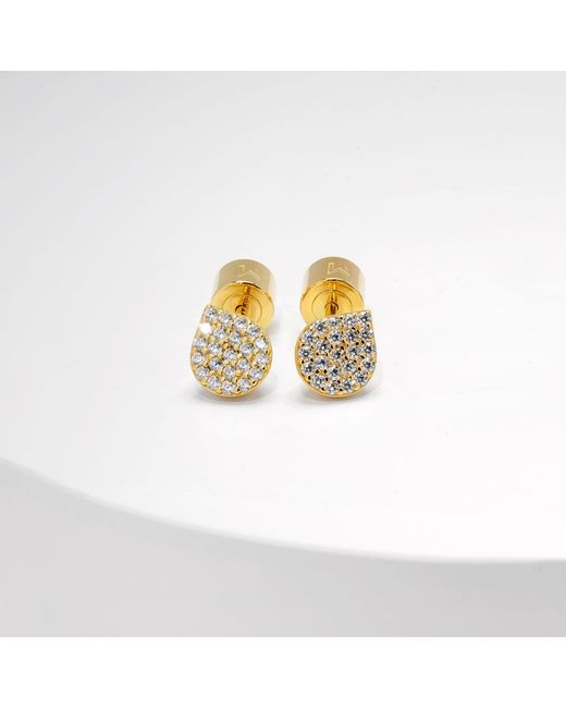 Meulien Metallic Waterdrop Bud Stud Earrings With Pave Cz