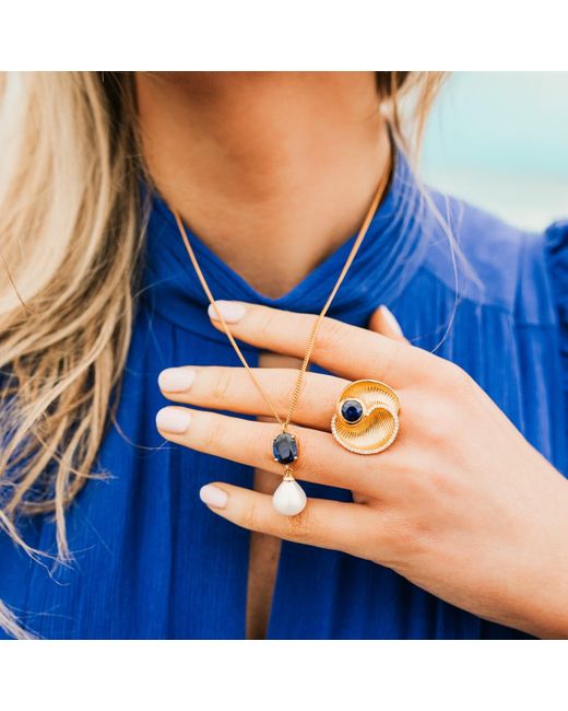 Augustine Jewels Metallic Kyanite And Diamond Shell Ring