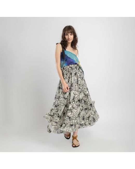 ARTISTA Gray Neutrals Rosy A-Line Midi Skirt