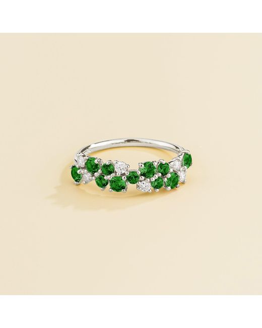 Juvetti Green Starry Emerald & Diamond Cluster Ring