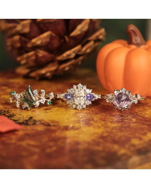 Azura Jewelry New York Metallic Moonflower Amethyst Ring Vermeil