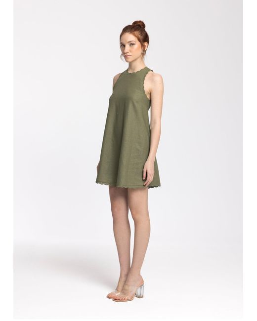 Monlicia Green Calia Mini Linen Dress