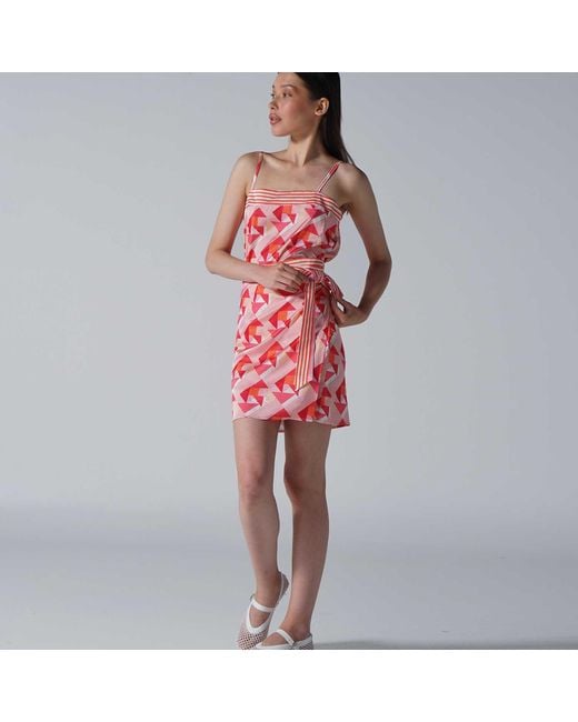 LOVEIST STORE Red Coral Printed Camisole & Wrap Skirt Co-Ord Set