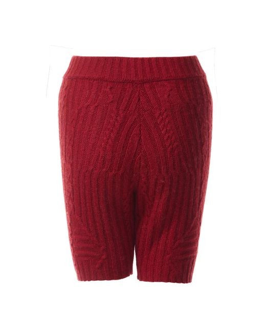 Fully Fashioning Red Fern Cable Wool Blend Knit Shorts