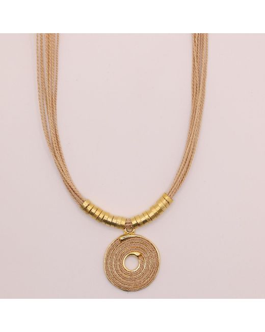 Nart Nature Making Art Metallic The Spiral Buriti Natural Fiber Necklace
