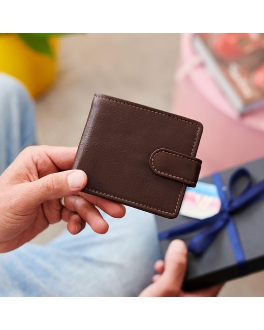 VIDA VIDA Brown Luxury Leather Zip Section Coin Wallet for men