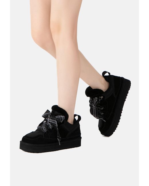 EverAu Australia Black Marbled Lace Up Platform Boots