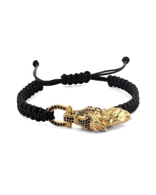 Ebru Jewelry Black Guardian Lion Diamond Woven Bracelet for men