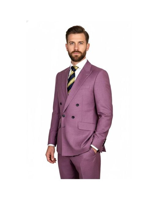 DAVID WEJ Purple Aldo Double Breasted Suit for men