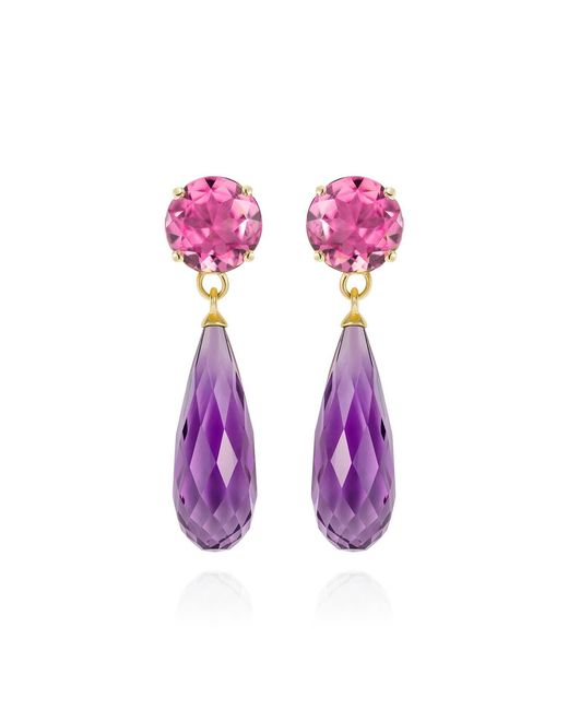 Augustine Jewels Multicolor Amethyst & Tourmaline Drop Earrings