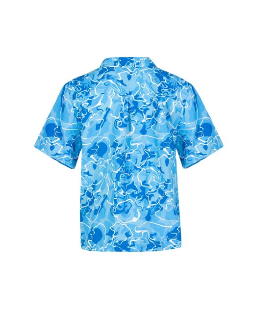 JAAF Blue Short Sleeve Oversized Shirt In Pool Water Print