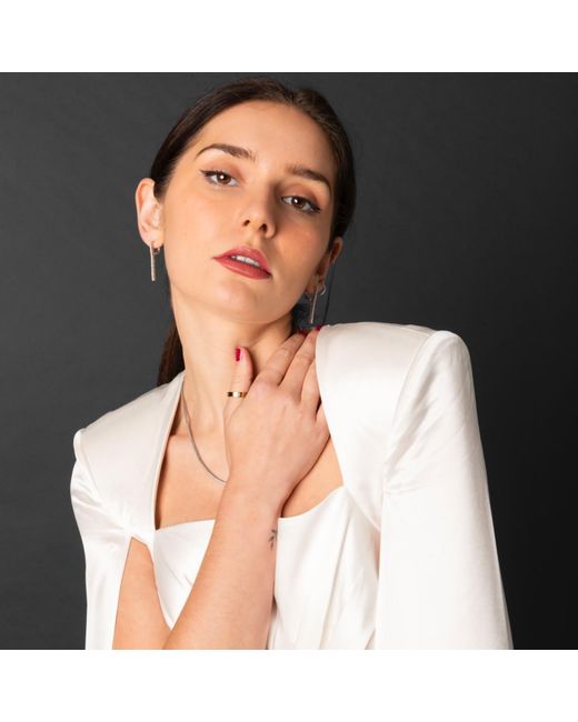 The Gt Atelier White Satin Shoulder-Drape Dress