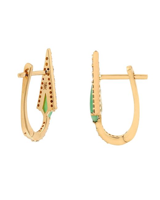 Artisan Green Chrysoprase & Diamond Geometric Hoop Earrings