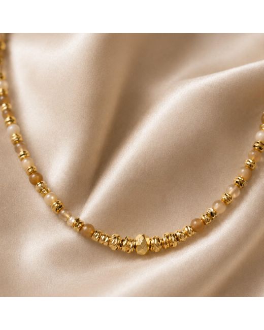 Nuvv Collection Metallic Neutrals Aurora Natural Stone & Beaded Necklace