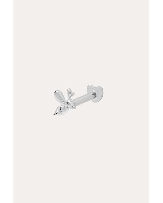 Vanhi White 14K Solid Bumble Bee Flat Back Stud Right Facing