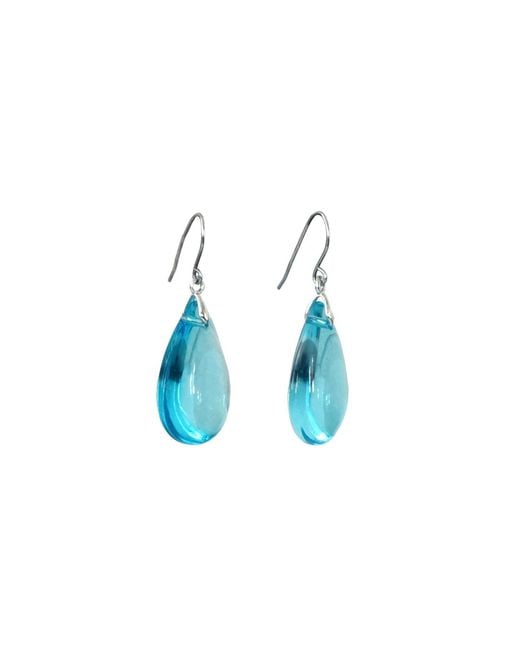 Laura Daili Blue Aquamarine Glow Teardrop Earrings