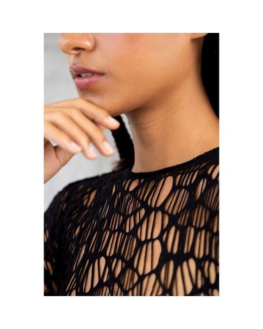 Monzlapur New York Black Licorice Mesh Top