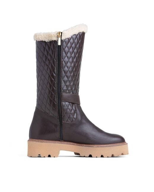 Beautiisoles by Robyn Shreiber Made in Italy Brown Tulsa Leather Lug Sole Winter Boot