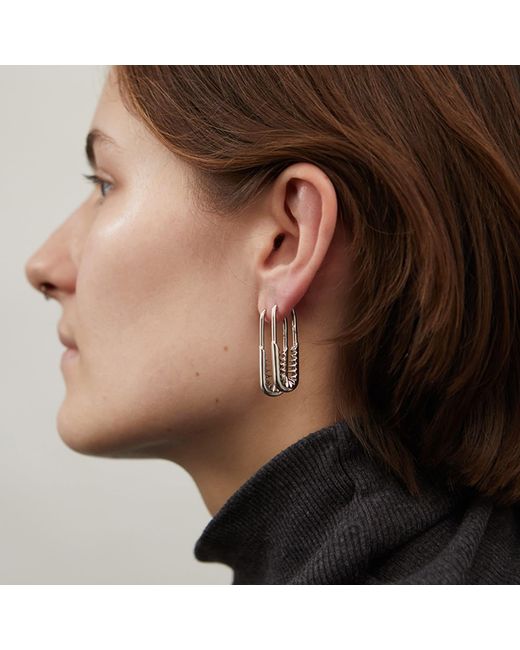 Kasun Metallic Safety Pin Hoop Earrings