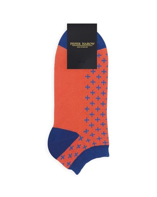Peper Harow - Made in England Blue Crosslet & Cube Trainer Socks Bundle for men
