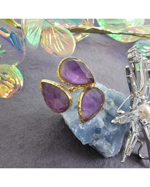 Farra Purple Amethyst Setting Adjustable Ring