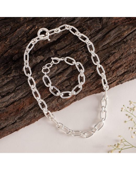 GEM BAZAAR Blue Double Link Chain Bracelet