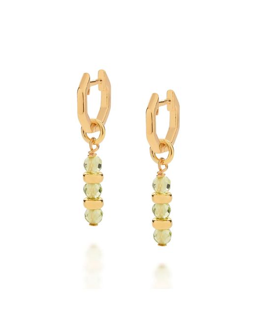 Nellou Jewellery Metallic Linear Huggie Birthstone Earrings August Plated Sterling