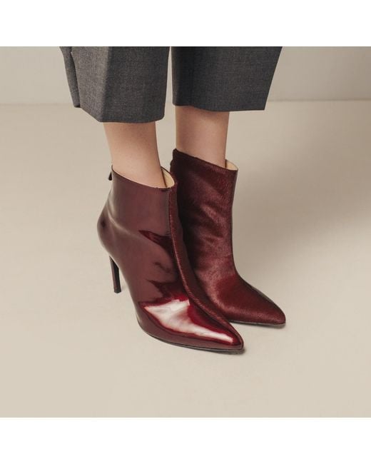 Rosamund Muir London Brown Paulina Duo Texture Burgundy Boots