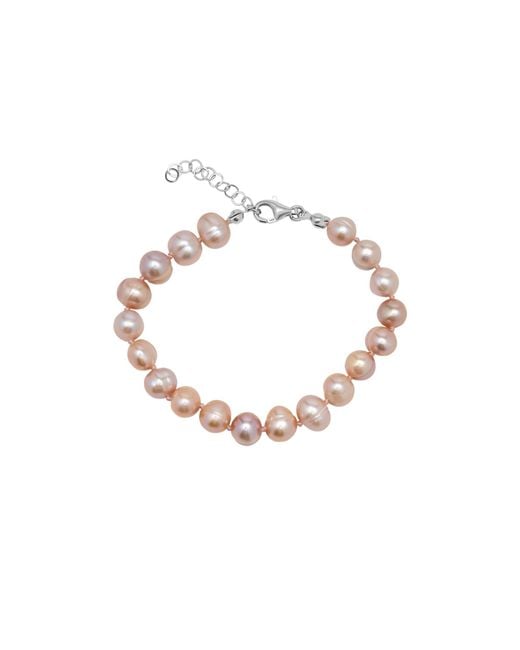 Spero London Metallic Natural Freshwater Real Pearl Strand Bracelet