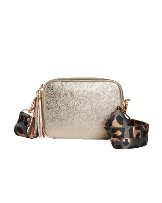 Betsy & Floss Brown Verona Crossbody Tassel Bag With Dark Leopard Strap