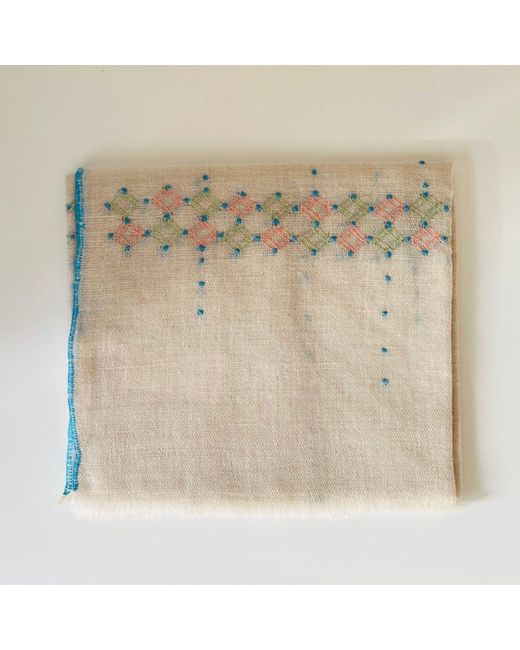 Heritagemoda Neutrals Natural Undyed Pashmina With Hand Embroidery