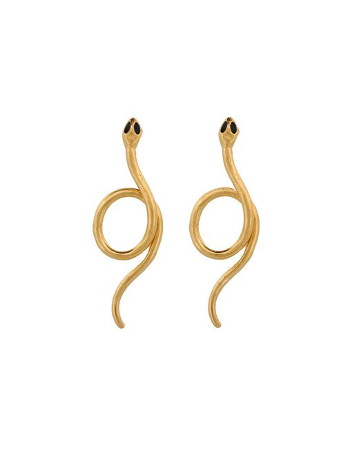 Ebru Jewelry Metallic Onyx Eyed Serpent Earrings