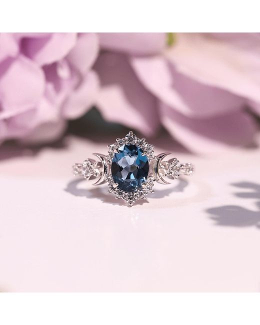 Azura Jewelry New York Blue Galactic Oval Cut London Topaz Ring Vermeil