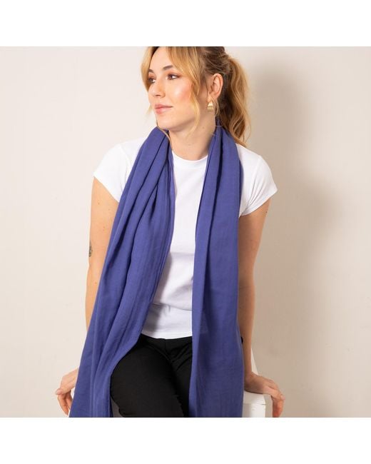 Alie Street London Blue Aurielle Silk Wool Scarf Future Dusk