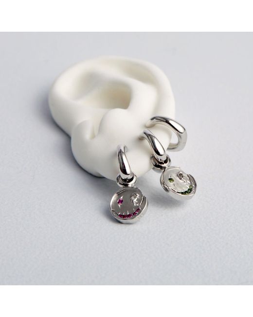 Kasun Metallic Smile Hoop Earrings – March – Aquamarine –
