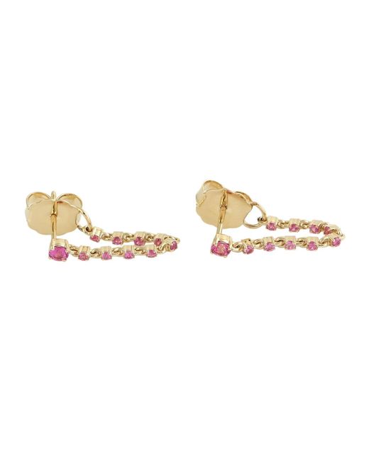 Artisan Metallic Sapphire Chain Drop Earrings