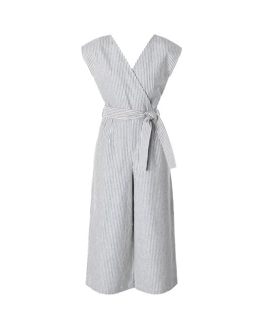 Italia A Collection Gray French Stripe Zero Waste Jumpsuit