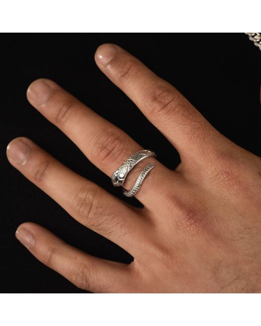 Rare Matters Jewelry Metallic Year Of The Snake Rattlesnake Fine Sterling Ring for men