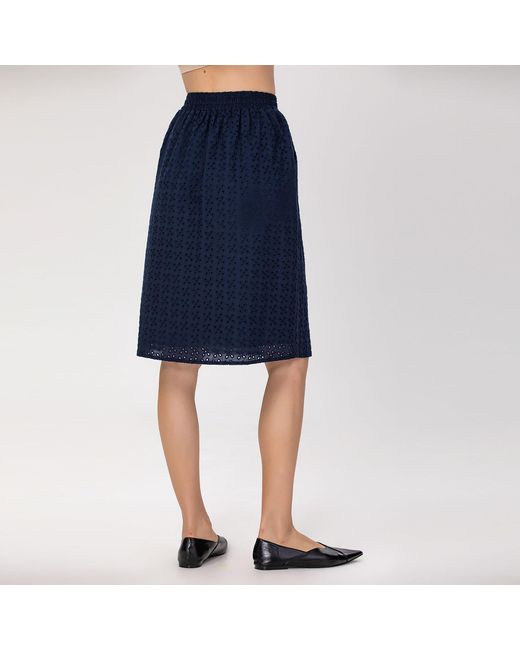 Smart and Joy Blue Eyelet Cotton Lace Skirt