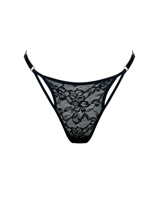 MONIQUE MORIN LINGERIE Black Hologram Adjustable Thong
