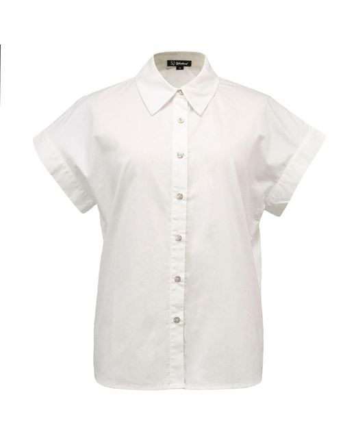 Smart and Joy White Minimalist Short Sleeves Cotton Shirt