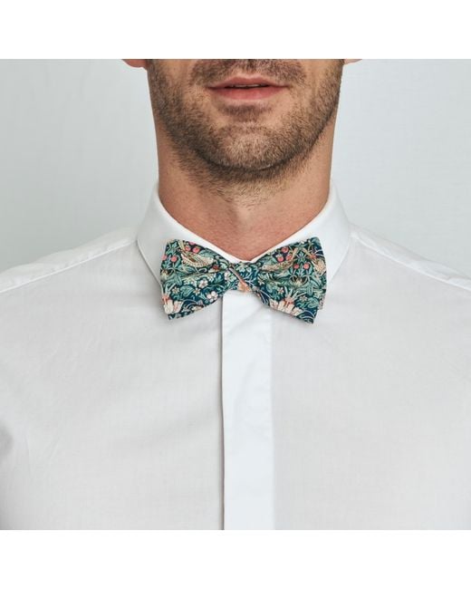LE COLONEL Blue Liberty Strawberry Thief Emerald Bow Tie for men